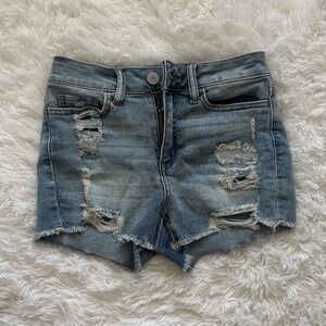 Distressed Light Blue Denim Cutoff Jean Shorts